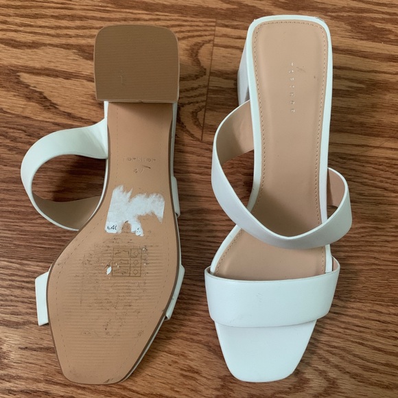 New Topshop White Double Strap Block Slides - Picture 4 of 4